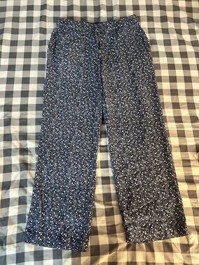 GAP Navy Micro Floral Wide-Leg Pants